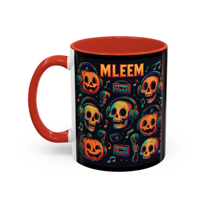 Halloween Skull Coffee Mug, Spooky Decor, Gift for Music Lovers, Pumpkin Head Mug, Halloween Party Favor