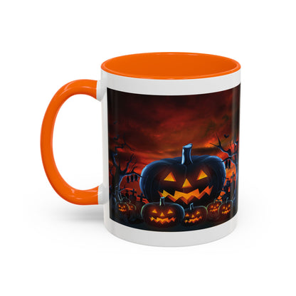 Halloween Pumpkin Accent Mug, Spooky Coffee Cup, Fall Decor, Trick or Treat Gift, Dark Themed Drinkware, Halloween 2023,