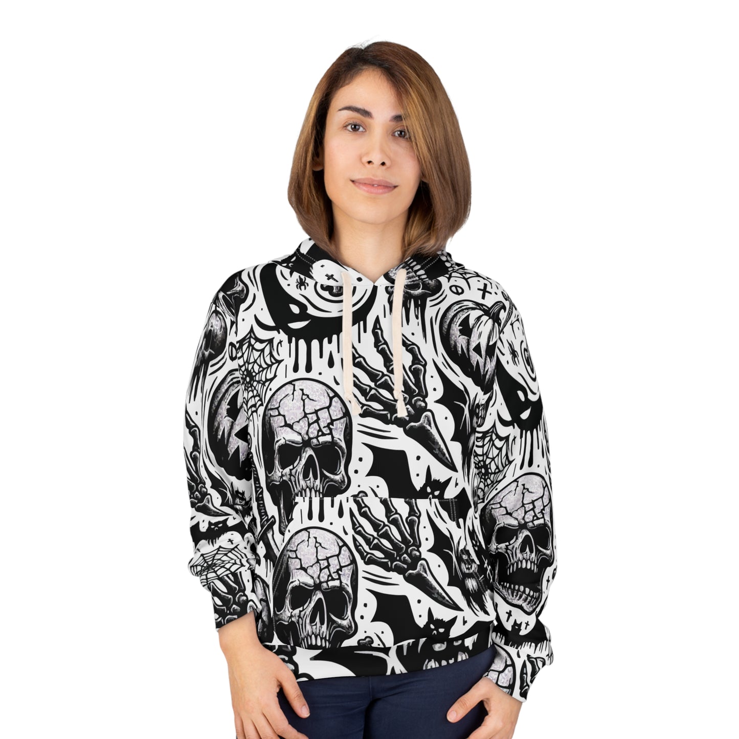 Gothic Skull Print Hoodie – Spooky Style for Halloween