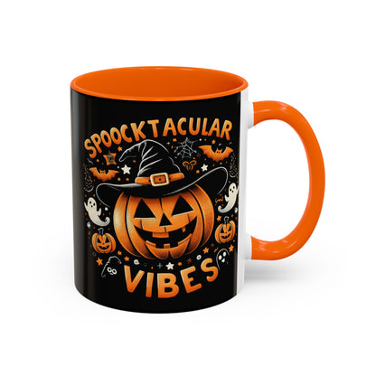 Halloween Accent Coffee Mug - Spooktacular Vibes, Fall Home Decor, Pumpkin Lovers Gift, Trick or Treat Mug, Spooky Season Drinkware