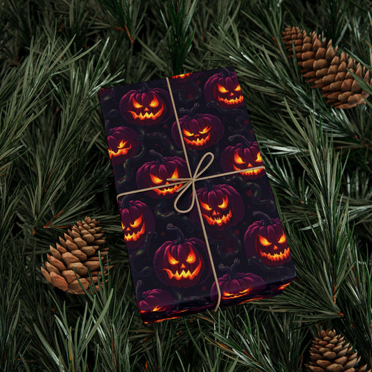 Halloween Themed Wrapping Paper, Festive Gift Wrap, Spooky Gift Wrap for Fall, Pumpkin Gift Wrap, Holiday Wrapping Sheets