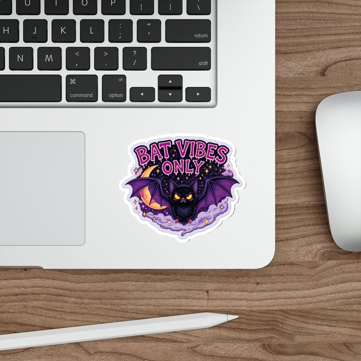 Bat Vibes Only Stickers, Cute Bat Decor, Halloween Stickers, Laptop Décor, Spooky Aesthetic, Gothic Accessories