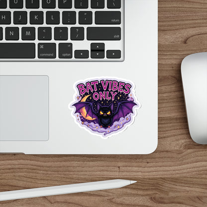 Bat Vibes Only Stickers, Cute Bat Decor, Halloween Stickers, Laptop Décor, Spooky Aesthetic, Gothic Accessories