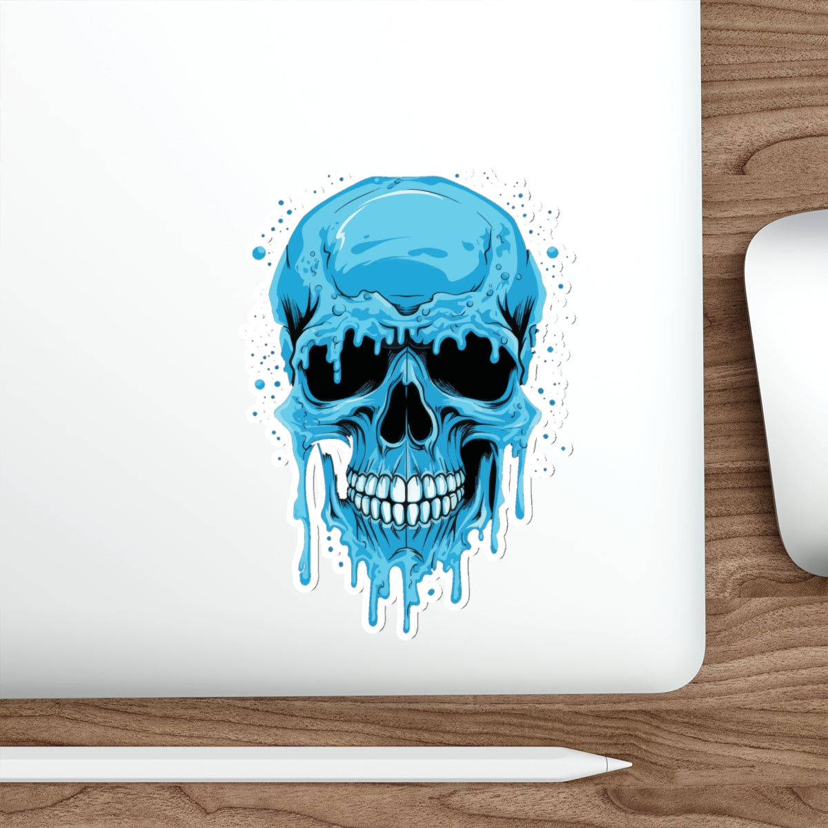 Cool Blue Skull Die-Cut Stickers, Edgy Stickers for Laptop, Car Decals, Halloween Party Decor, Gift for Teens