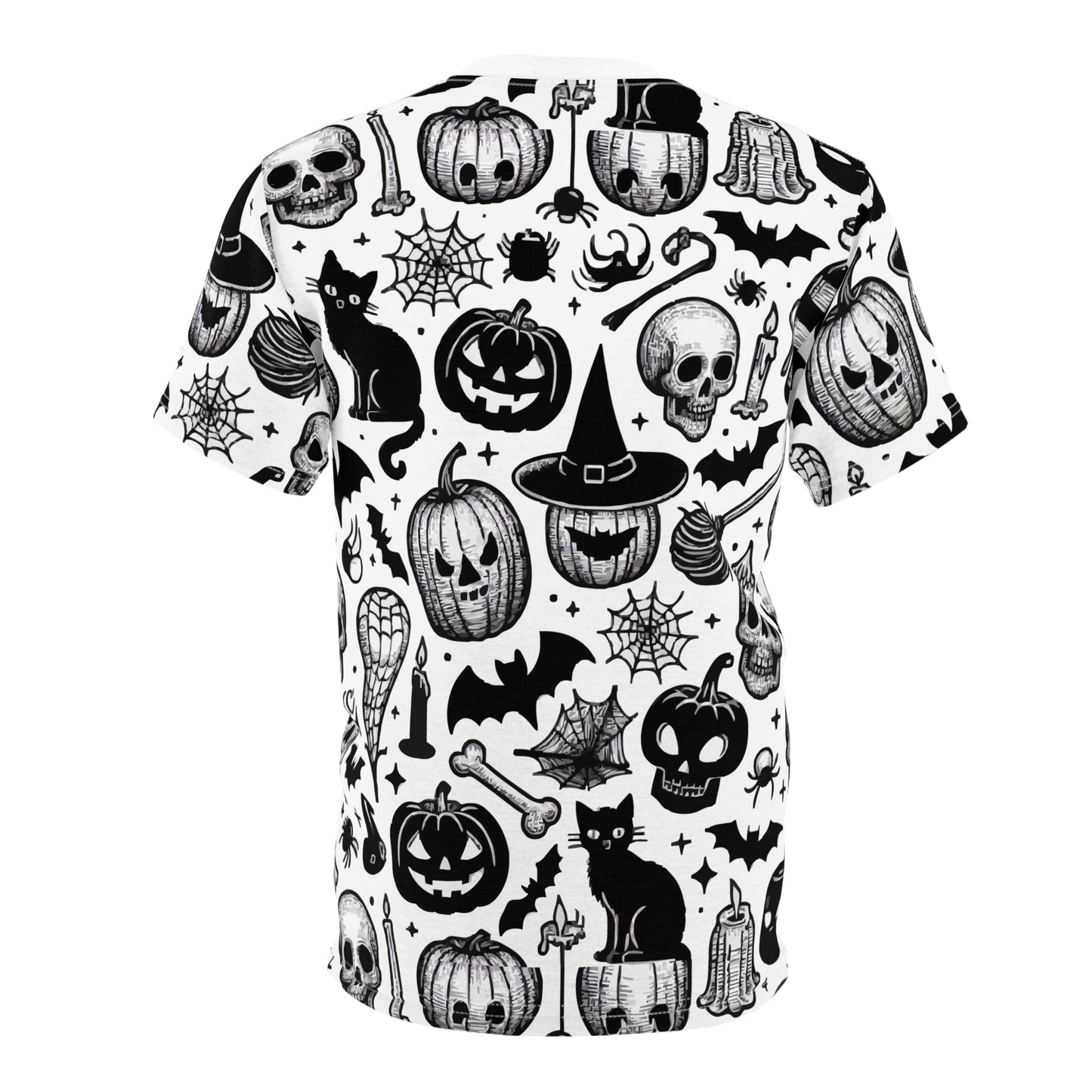 Spooky Skull & Pumpkin Unisex Tee, Halloween Shirt, Graphic Tee, Casual Wear, Goth Fashion, Unique Gift Idea