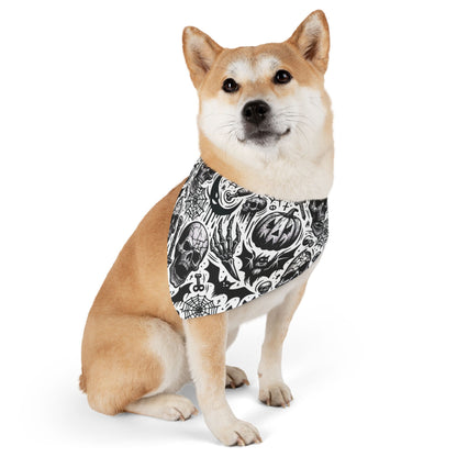 Pet Bandana Collar with Halloween Skull Design, Dog Accessory, Pet Costume, Spooky Outfit, Gift for Dog Lovers, Halloween Decor