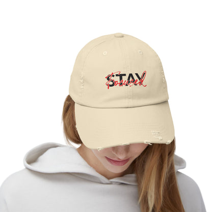 Unisex Distressed Cap - Stay Spiced, Vintage Style Baseball Hat, Gift for Him and Her, Casual Wear, Perfect for Summer and Festivals