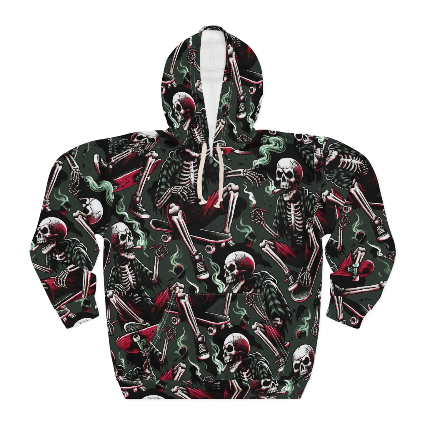 Skeleton Skateboarding Unisex Hoodie, Halloween Fashion, Skull Pullover, Streetwear Style, Cozy Hoodie for Skaters
