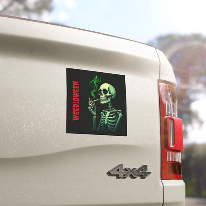 Weedloween Car Magnets | Fun Halloween Decor, Skull Magnet, Car Decor, Halloween Gifts, Skeleton Vibe