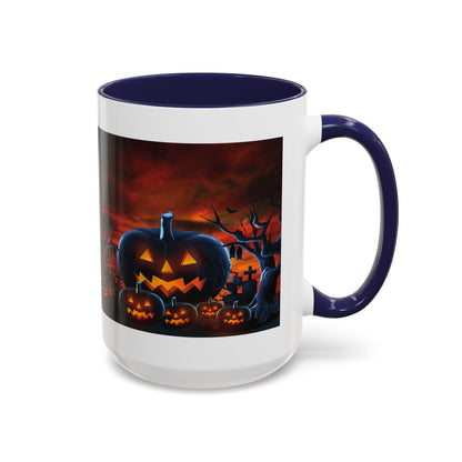 Halloween Pumpkin Accent Mug, Spooky Coffee Cup, Fall Decor, Trick or Treat Gift, Dark Themed Drinkware, Halloween 2023,