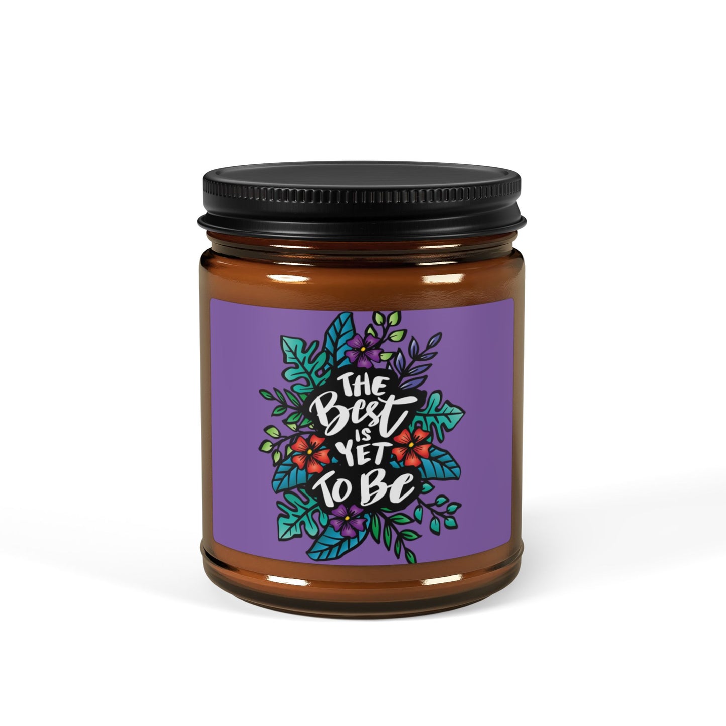 Scented Soy Candle with Floral Design
