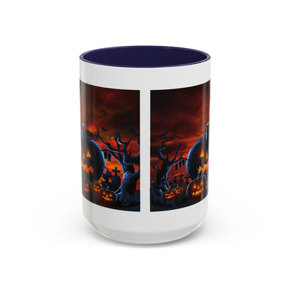 Halloween Pumpkin Accent Mug, Spooky Coffee Cup, Fall Decor, Trick or Treat Gift, Dark Themed Drinkware, Halloween 2023,