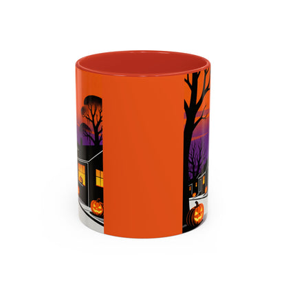 Halloween-Themed Accent Coffee Mug, Spooky Autumn Decor, Pumpkin Coffee Cup, Fall Gift, October Celebration
