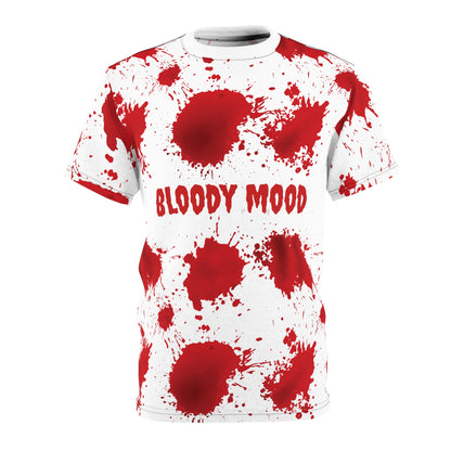 Bloody Mood Unisex Cut & Sew Tee, Halloween Costume Shirt, Graphic Tee for Horror Fans, Spooky Party Wear, Gifts for Horror Lovers