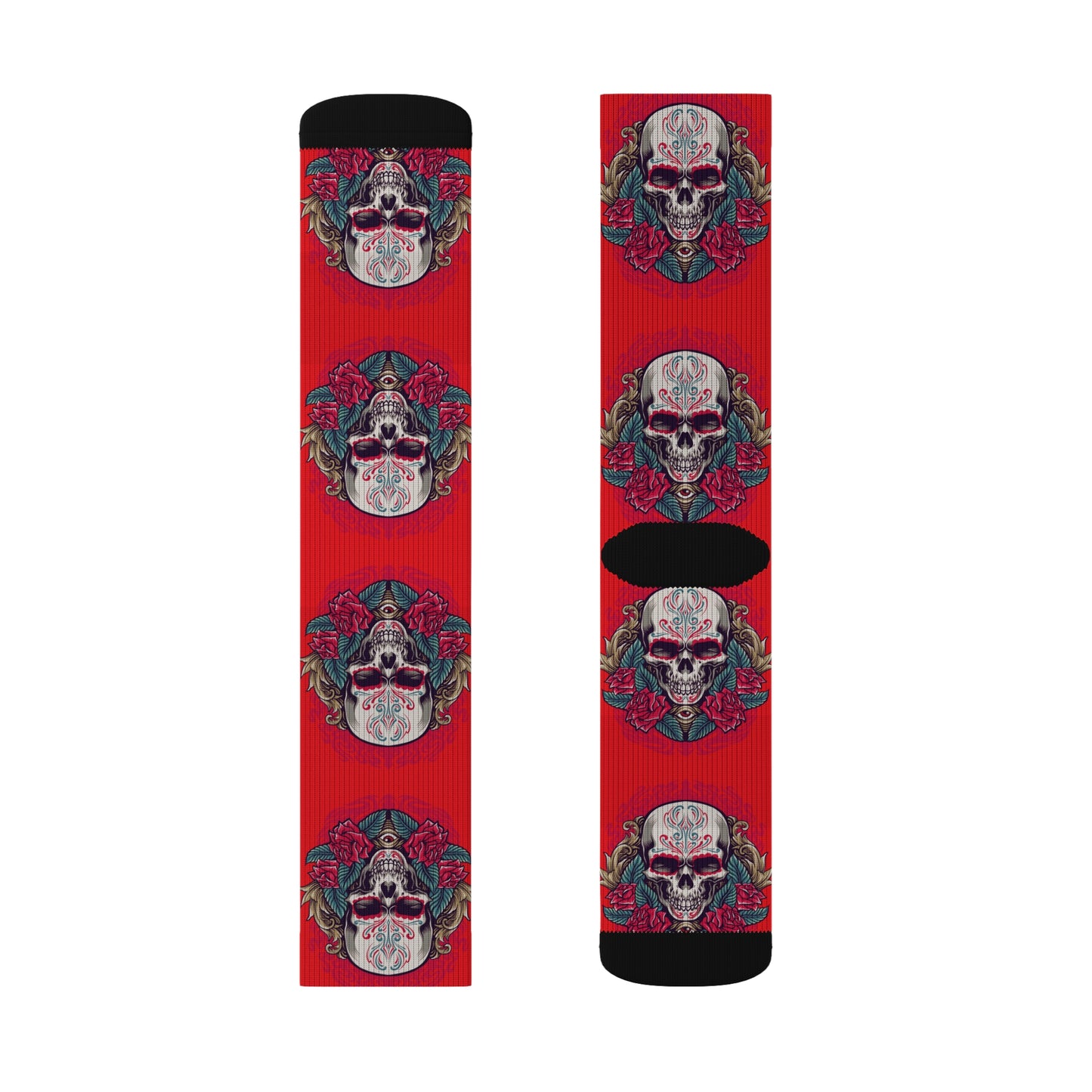 Gothic Skull Pattern Socks, Unique Gift for Halloween, Cozy Wear for Festivals, Sublimation Socks, Comfortable Everyday Socks