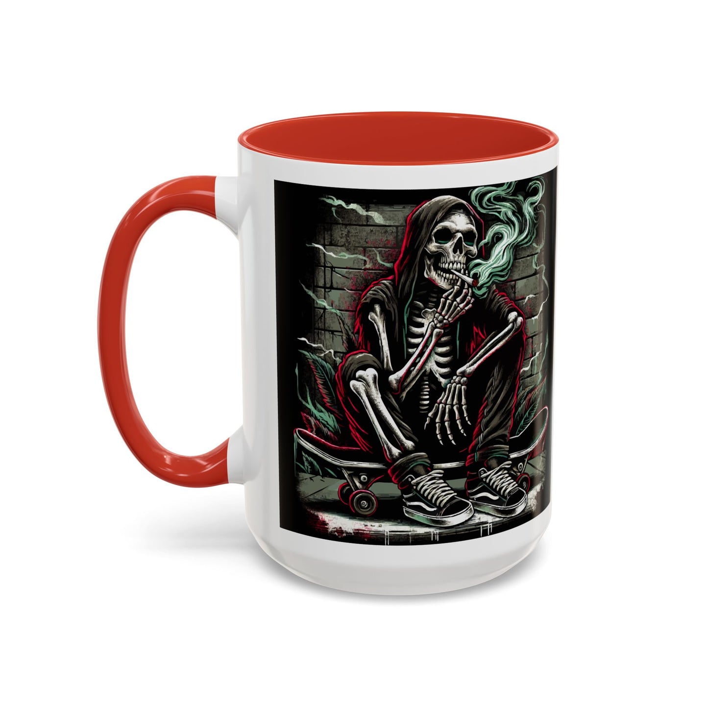 Gothic Skeleton Coffee Mug - Perfect for Halloween Decor, Gift for Skaters, Unique Drinkware, Spooky Vibe, 11 & 15oz Options