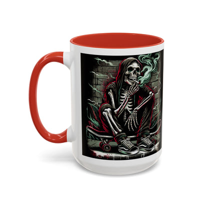 Gothic Skeleton Coffee Mug - Perfect for Halloween Decor, Gift for Skaters, Unique Drinkware, Spooky Vibe, 11 & 15oz Options