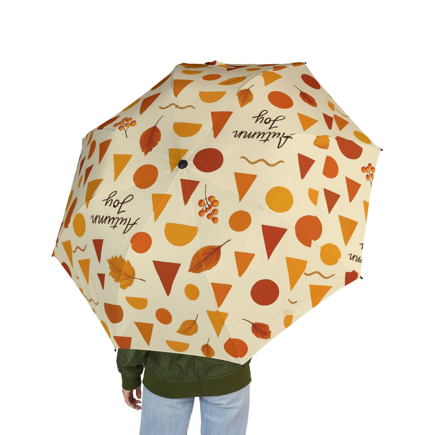 Fall Patterned Semi-Automatic Foldable Umbrella, Autumn Umbrella, Travel Umbrella, Cute Rain Gear, Gift for Her, Outdoor Accessories