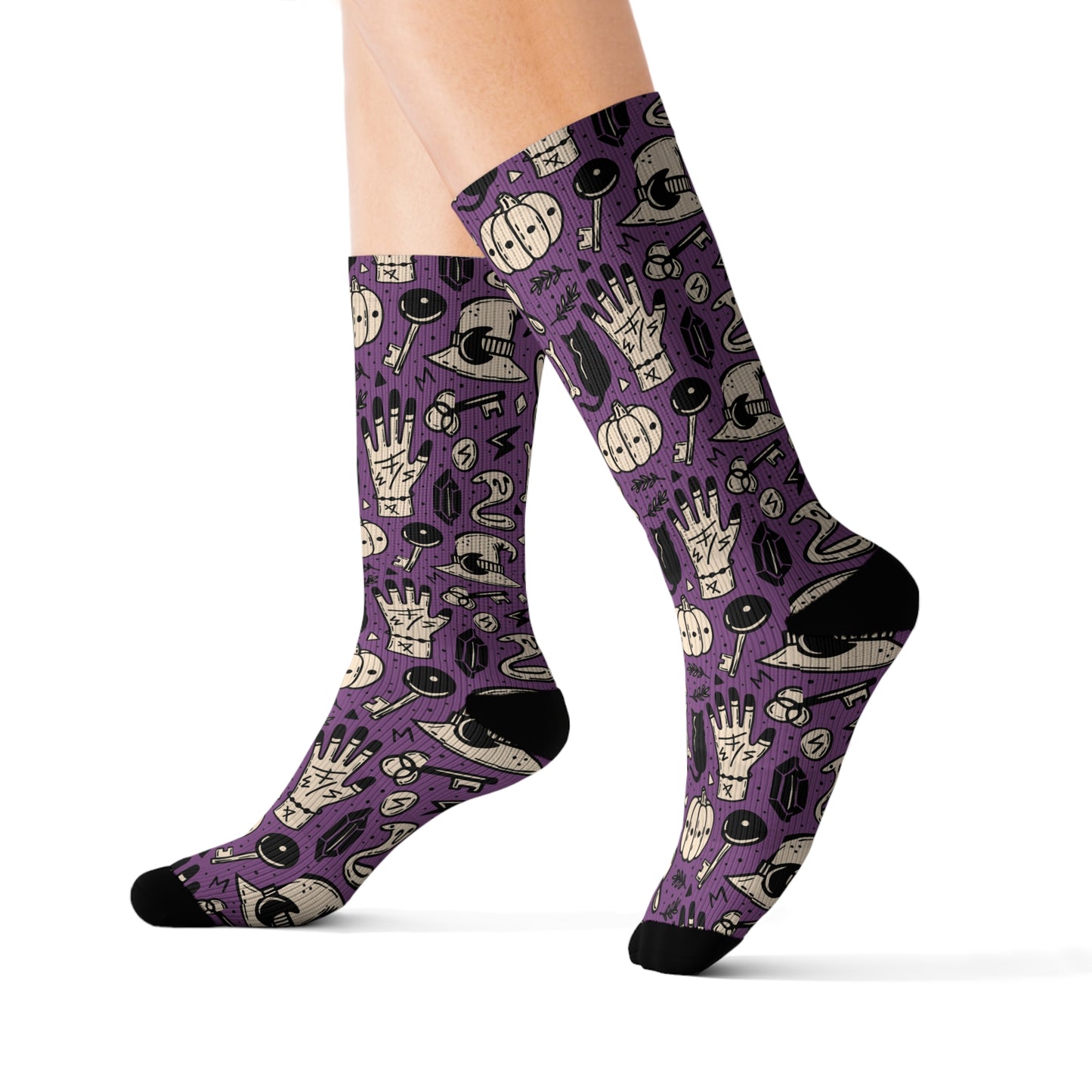 Mystical Patterned Socks, Unique Gift for Occult Lovers, Halloween Accessories, Cozy Footwear, Spooky Vibe