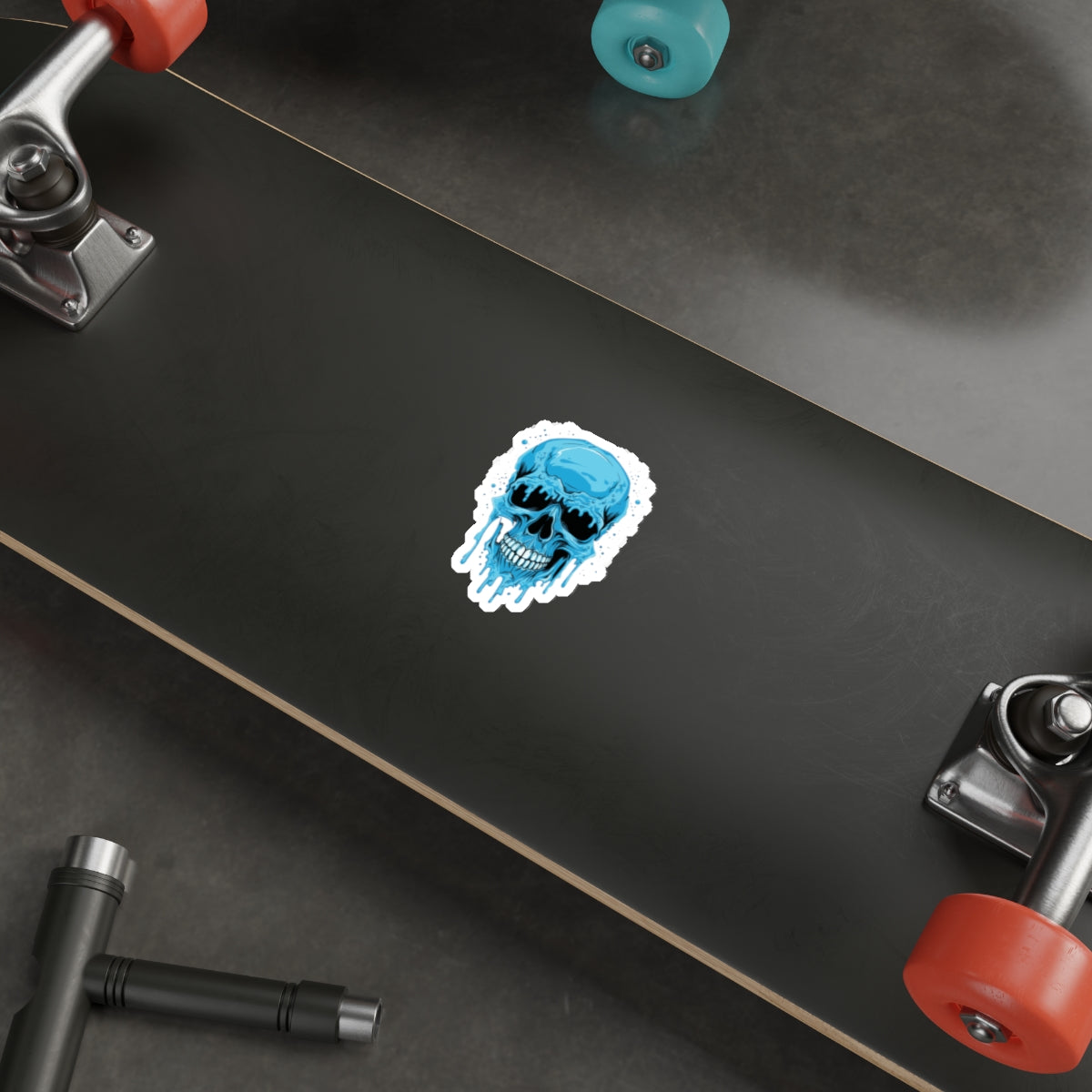 Cool Blue Skull Die-Cut Stickers, Edgy Stickers for Laptop, Car Decals, Halloween Party Decor, Gift for Teens