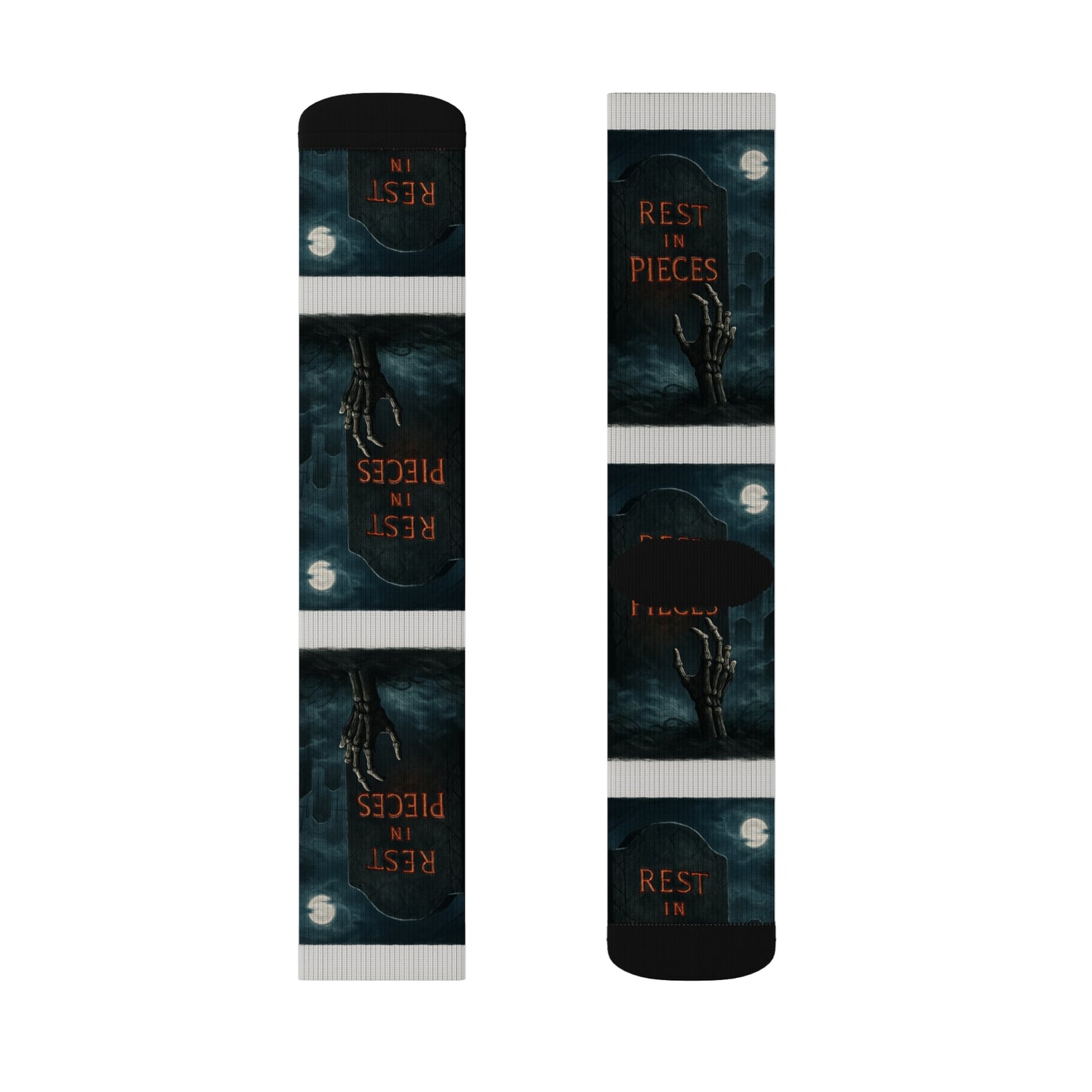 Gothic Themed Sublimation Socks, Perfect Gift for Halloween, Cosplay Accessories, Comfortable Footwear, Unique Fashion, Rest in Pieces