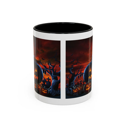 Halloween Pumpkin Accent Mug, Spooky Coffee Cup, Fall Decor, Trick or Treat Gift, Dark Themed Drinkware, Halloween 2023,