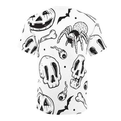 Halloween Graphic Tee, Spooky Unisex Shirt, Ghostly Cut & Sew T-Shirt, Pumpkin Shirt for Fall, Unique Halloween Apparel