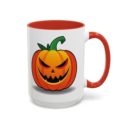 Halloween Pumpkin Accent Mug | Spooky Coffee Cup | Fall Decor | Pumpkin Art | Gift for Halloween Lovers, 11oz, 15oz