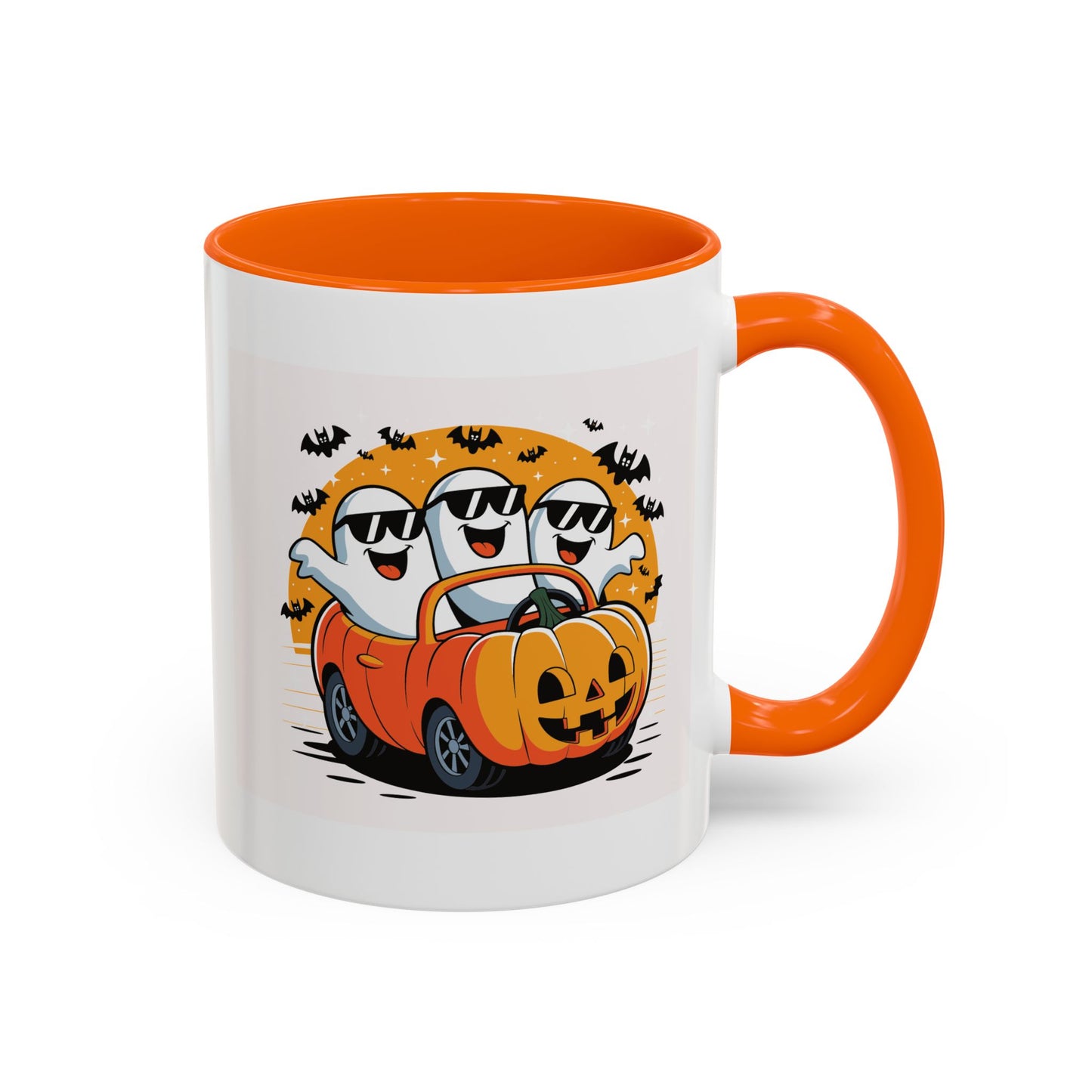 Halloween Ghost Car Coffee Mug, Spooky Mug for Fall, Pumpkin Spice Coffee Cup, Halloween Theme Drinkware, Funny Ghost Mug