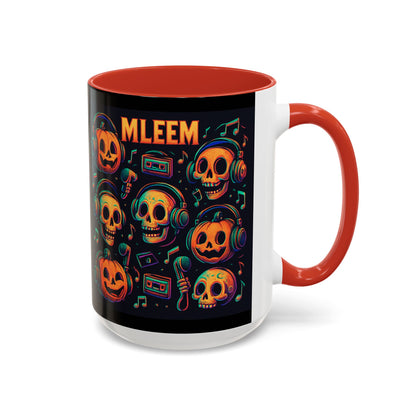 Halloween Skull Coffee Mug, Spooky Decor, Gift for Music Lovers, Pumpkin Head Mug, Halloween Party Favor