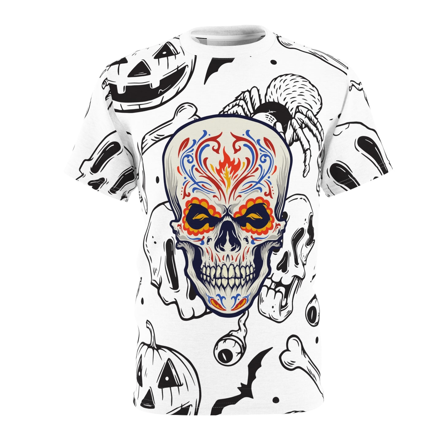 Halloween Skull Unisex Tee, Spooky T-Shirt, Party Wear, Alternative Fashion, Gift for Halloween Lovers