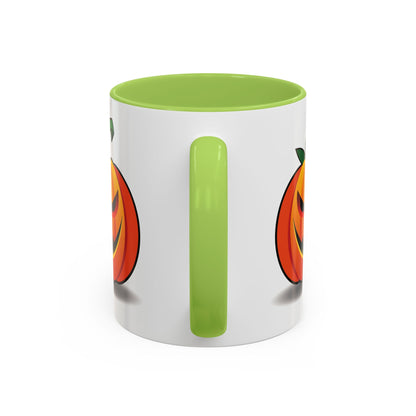 Halloween Pumpkin Accent Mug | Spooky Coffee Cup | Fall Decor | Pumpkin Art | Gift for Halloween Lovers, 11oz, 15oz