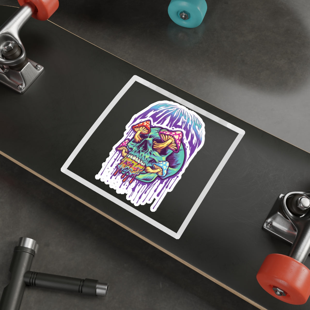 Vibrant Skull Mushroom Die-Cut Stickers | Psychedelic Art, Laptop Decor, Gift for Artists, Festival Essentials, Cool Stickers