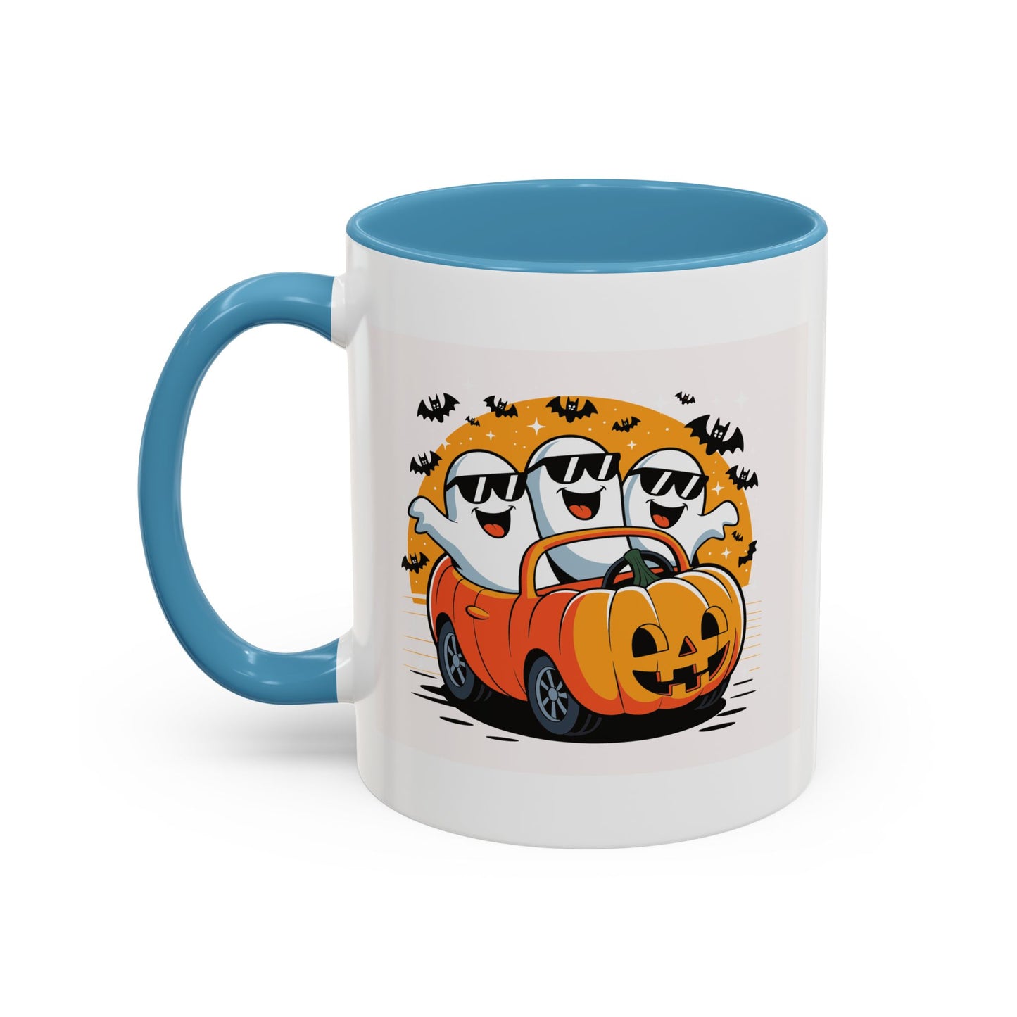 Halloween Ghost Car Coffee Mug, Spooky Mug for Fall, Pumpkin Spice Coffee Cup, Halloween Theme Drinkware, Funny Ghost Mug