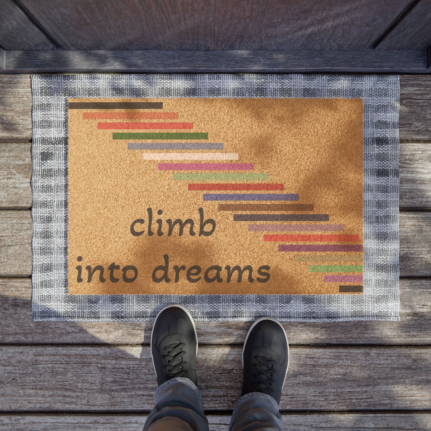 Dreamy Climb Doormat, Inspirational Home Decor, Entrance Mat for New Beginnings, Modern Welcome Mat, Housewarming Gift