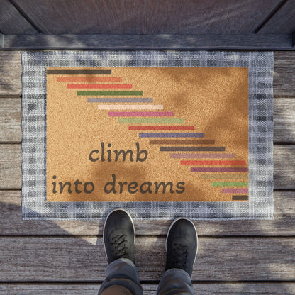 Dreamy Climb Doormat, Inspirational Home Decor, Entrance Mat for New Beginnings, Modern Welcome Mat, Housewarming Gift