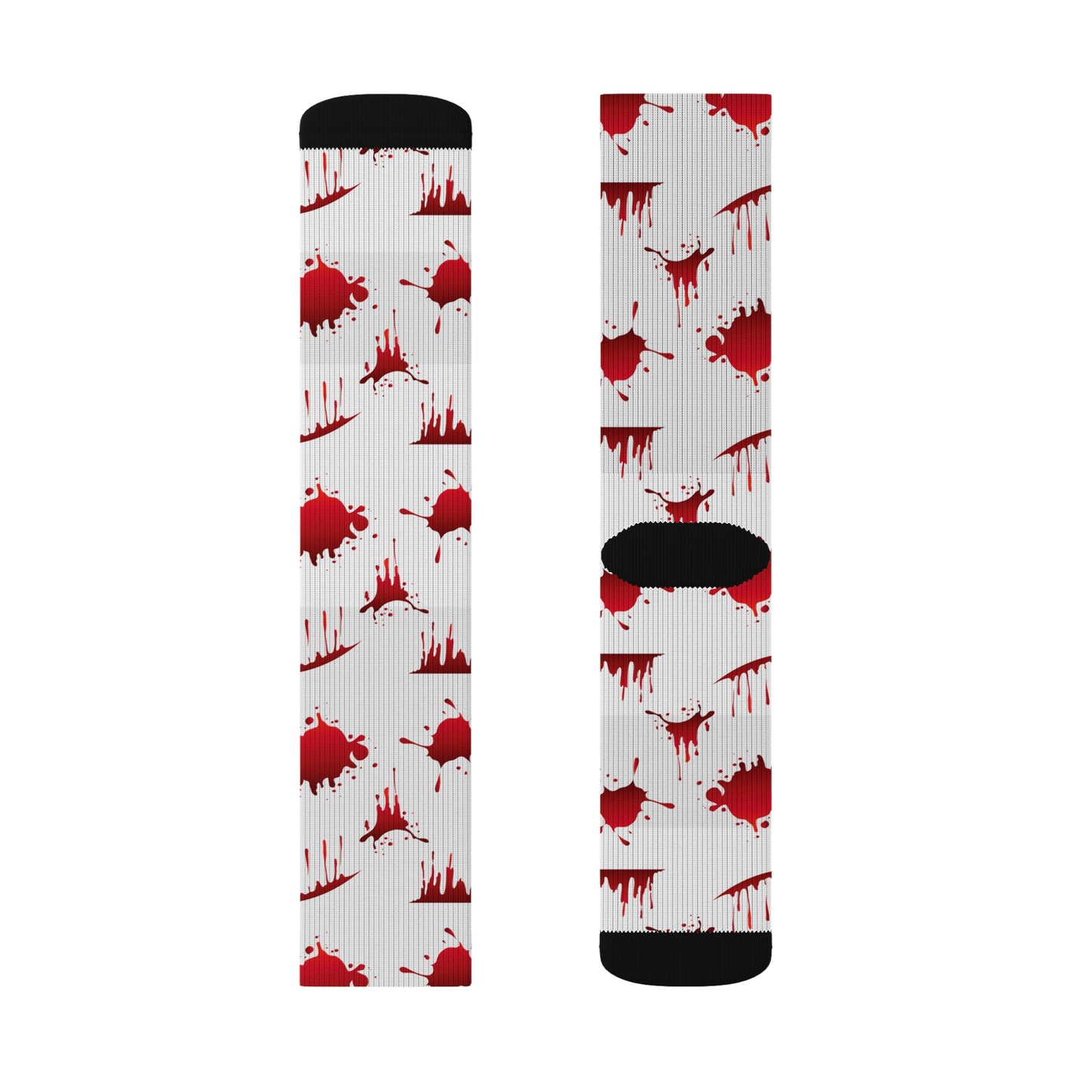 Blood Splatter Sublimation Socks, Unique Fun Socks for Halloween, Gift for Horror Fans, Stylish Casual Wear, Statement Accessories