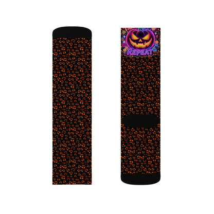 Halloween Themed Sublimation Socks, Custom Graphic Socks, Fun Holiday Gift, Trick or Treat Socks, Cozy Autumn Accessories