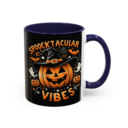 Halloween Accent Coffee Mug - Spooktacular Vibes, Fall Home Decor, Pumpkin Lovers Gift, Trick or Treat Mug, Spooky Season Drinkware