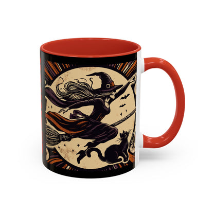 Halloween-Themed Accent Coffee Mug, Coffee Cup for Witch Lovers, Haunted Mug for Spooky Season, Unique Gift for Halloween, Witch Decor