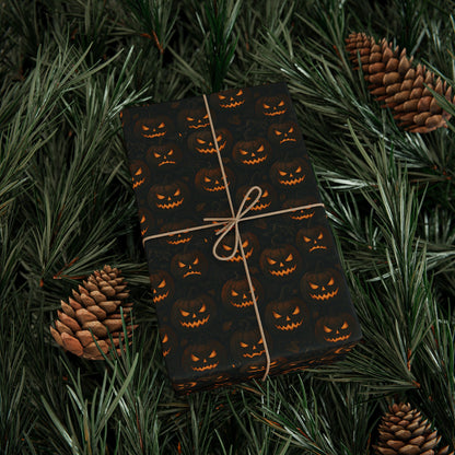 Halloween Pumpkin Wrapping Paper, Festive Gift Wrap for Fall Celebrations, Unique Holiday Supplies, Trick-or-Treat Decor, Party Favors