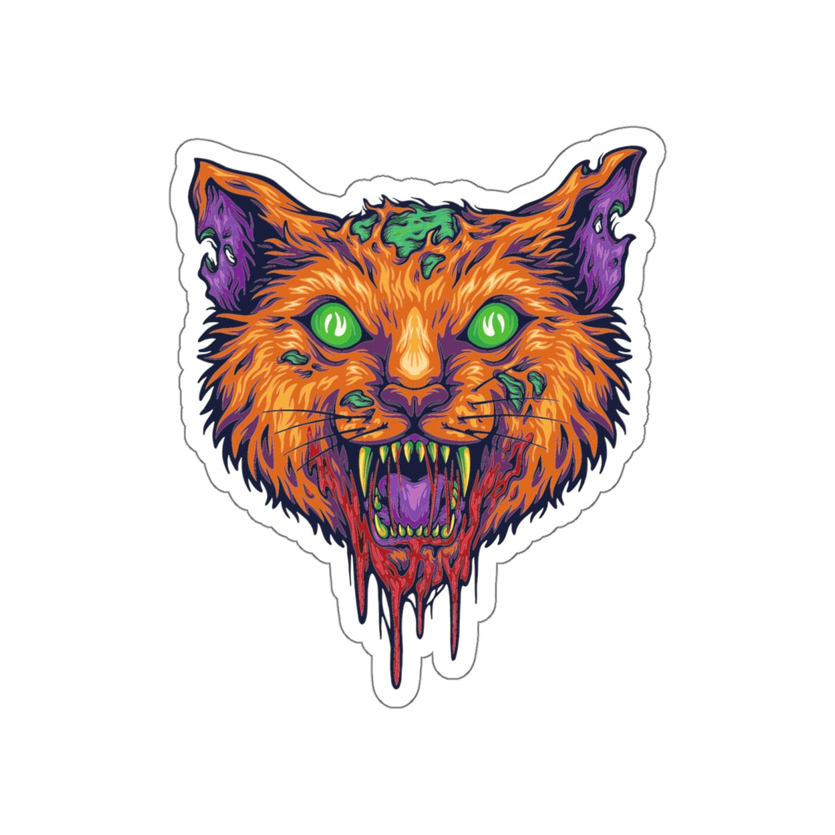 Vibrant Cat Die-Cut Stickers | Spooky Decor, Laptop Stickers, Halloween, Pet Lovers, Artistic Gift Ideas