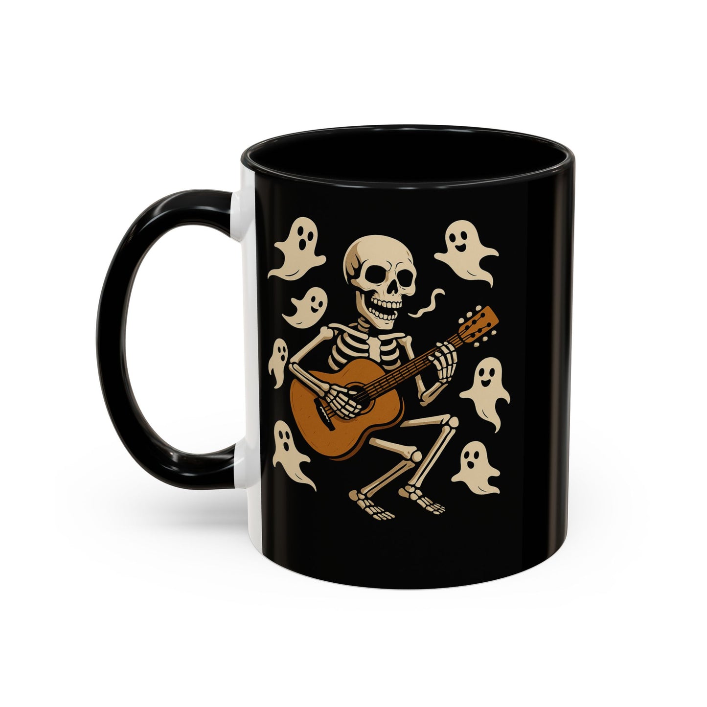 Spooky Skeleton Coffee Mug, Halloween Decor, Bone-Jam Ghost Mug, Gift for Music Lovers, Unique Drinkware