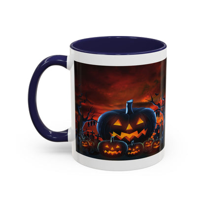 Halloween Pumpkin Accent Mug, Spooky Coffee Cup, Fall Decor, Trick or Treat Gift, Dark Themed Drinkware, Halloween 2023,