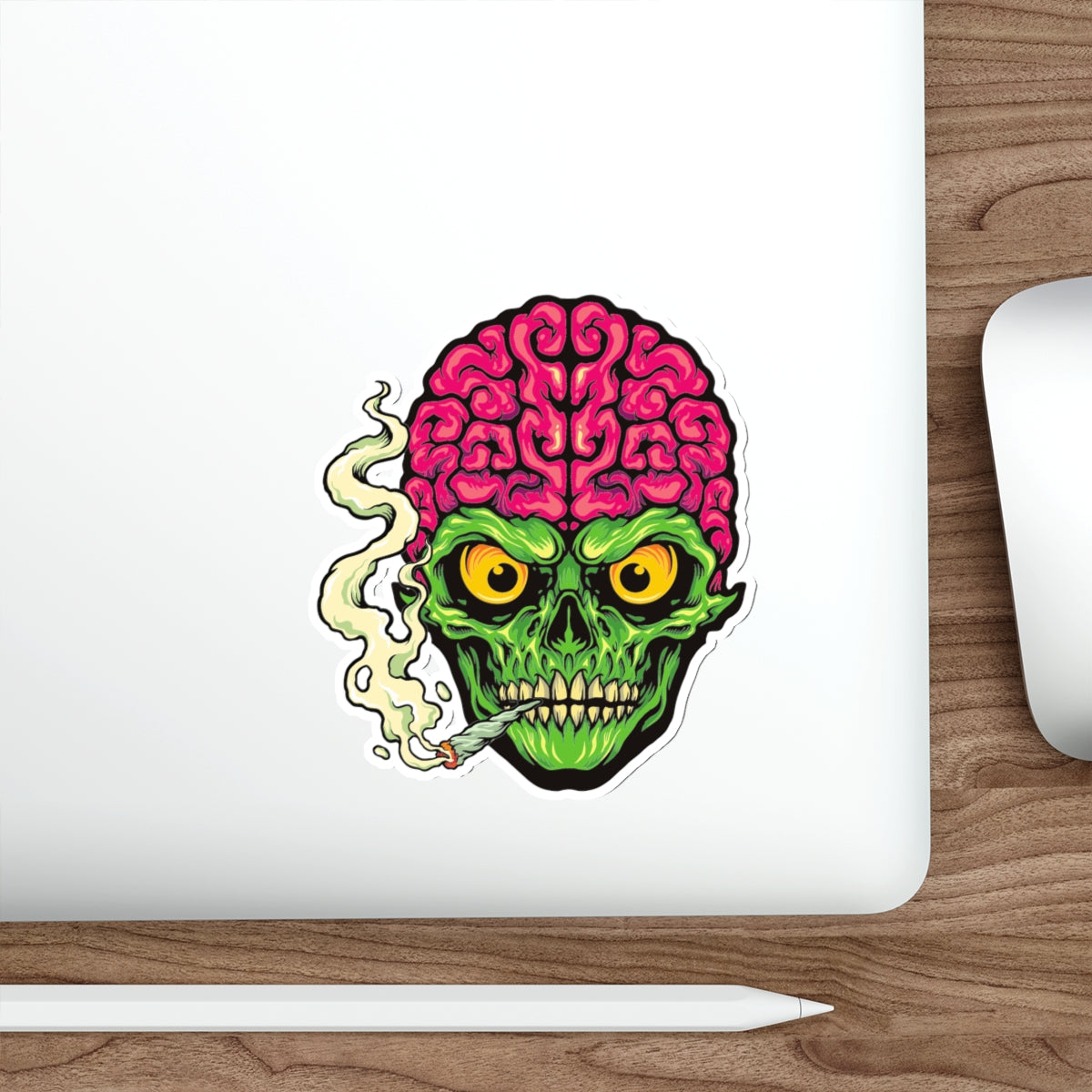 Edgy Brain Skull Die-Cut Stickers | Cool Laptop Stickers, Party Decor, Halloween Gifts, Punk Aesthetic, Unique Art Stickers