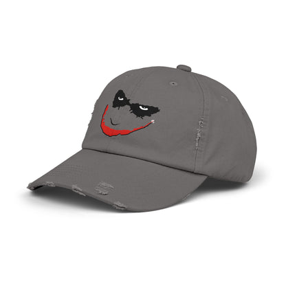 Distressed Joker Cap - Unisex Adjustable Hat for Casual Wear, Halloween, Comic Con, Gift for Fans, Vintage Style