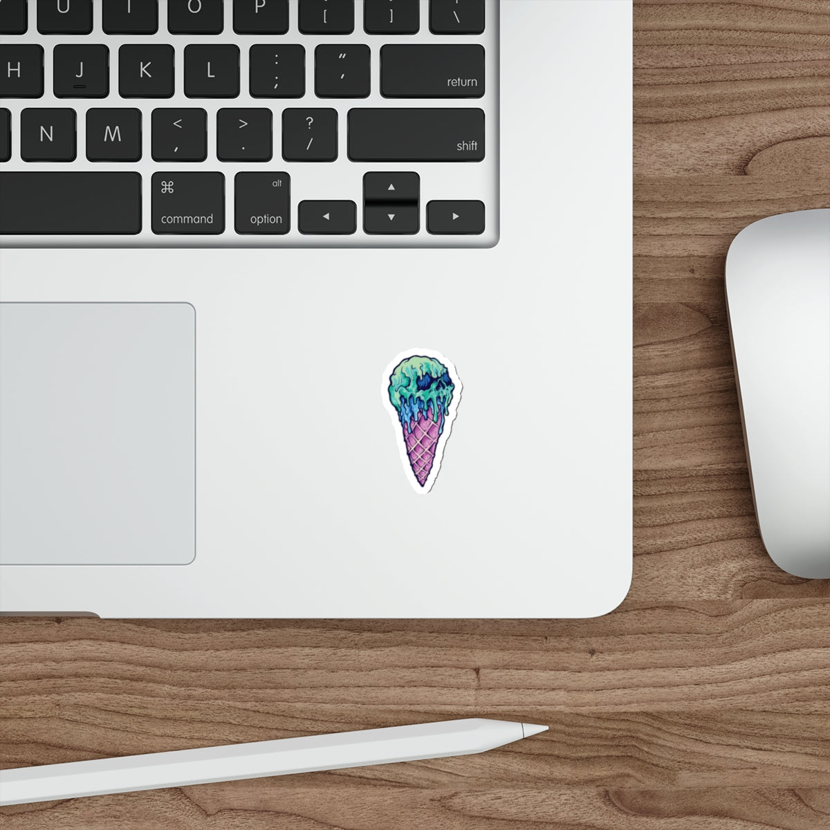 Skull Ice Cream Die-Cut Stickers, Unique Laptop Stickers, Fun Wall Decals, Cool Gift for Teens, Halloween Decor, Edgy Accessories