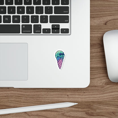 Skull Ice Cream Die-Cut Stickers, Unique Laptop Stickers, Fun Wall Decals, Cool Gift for Teens, Halloween Decor, Edgy Accessories