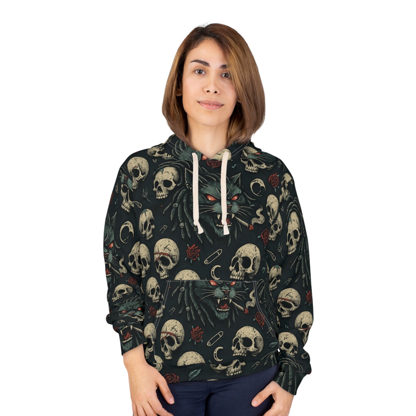 Gothic Skull Pullover Hoodie | Unisex Skull Hoodie, Artistic Hoodie, Casual Wear, Halloween Gift, Statement Piece