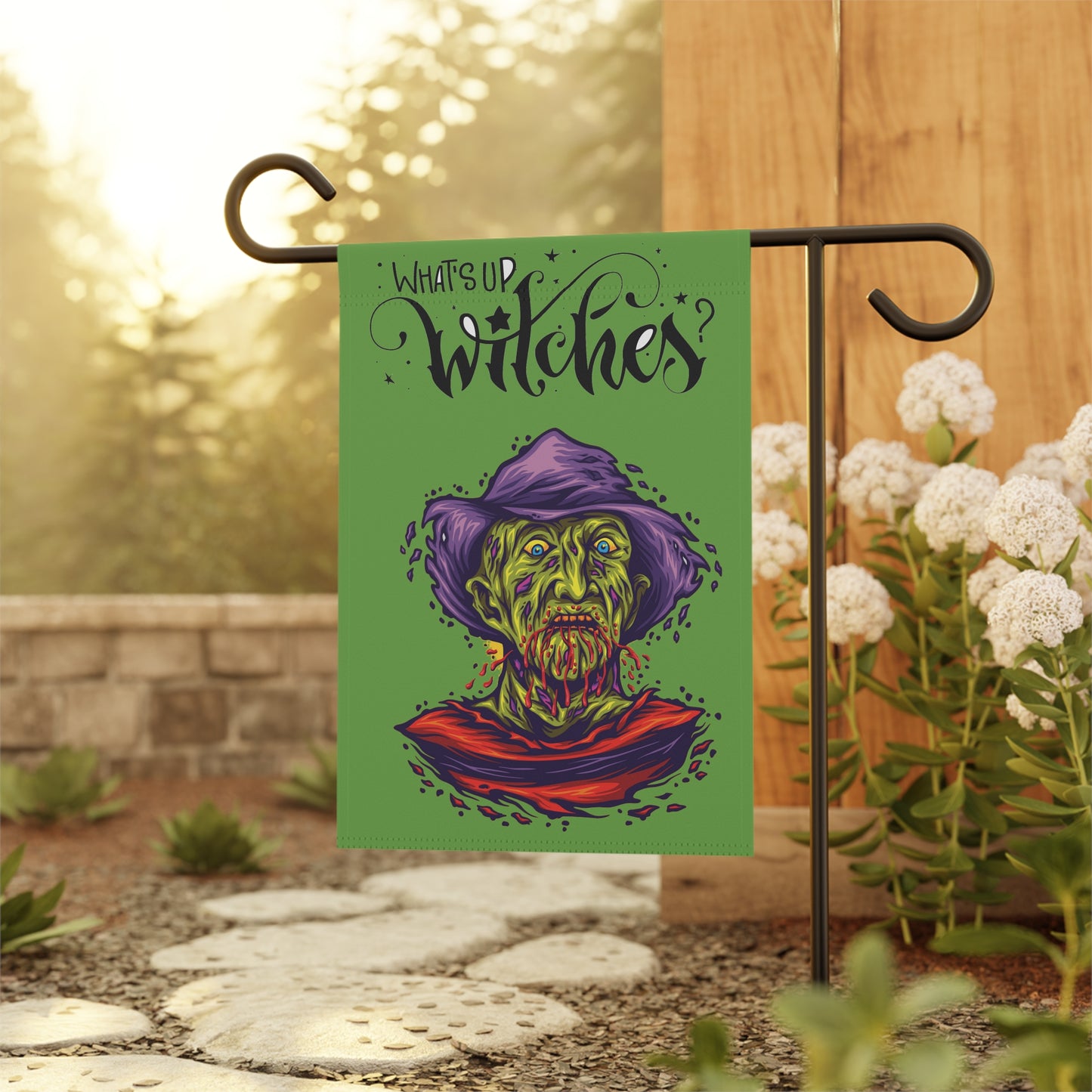 What's Up Witches Garden Banner, Halloween Yard Decoration, Witch Decor, Spooky Garden Sign, Porch Decor, Fall Home Decoration